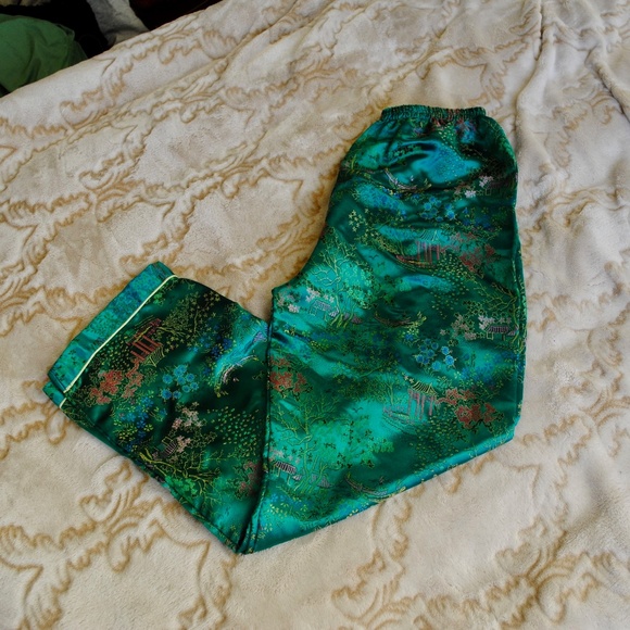 Pants - 198. embroidered silk crop pants